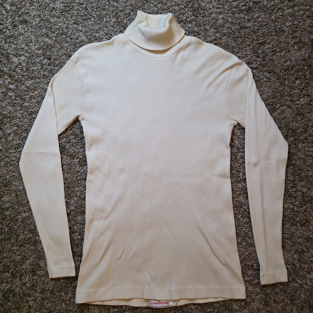 Vintage Munsingwear Mens Large Long Sleeve Thermal Undershirt Cream Turtleneck